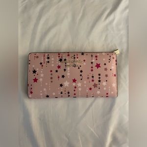 Kate Spade Staci Large Slim Bifold Wallet in Pink Multi Twinkle Print
